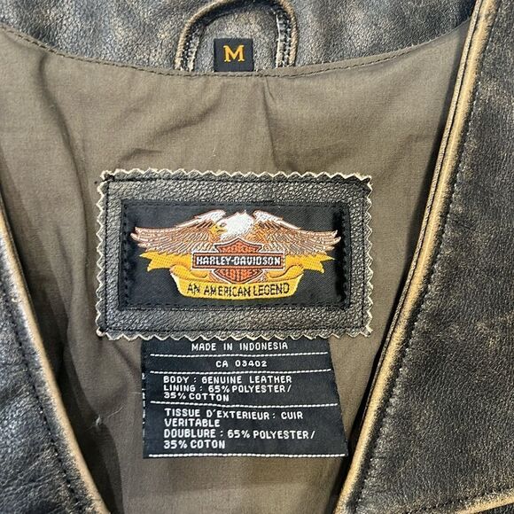 Harley Davidson men leather bronco vest - Picture 2 of 7